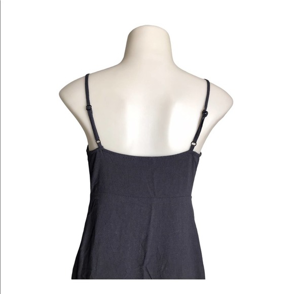 Topshop | Dark Blue Spaghetti Strap Button Down Dress Cut Out self Tie Chest - Picture 7 of 9